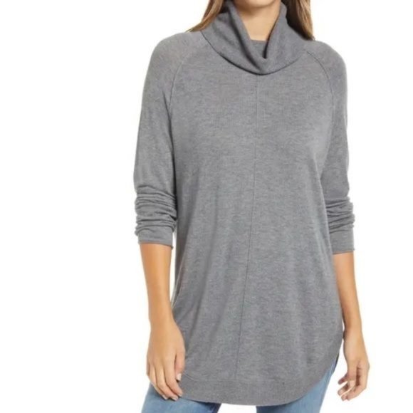 CASLON Turtleneck Tunic Sweater in Dark Heather Grey - Small - Picture 1 of 2